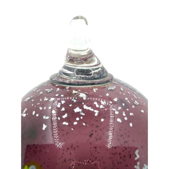 Hand Blown Art Glass Floral Speckled  Pedestal Ornament 5.75" Tall 3" Diameter - Picture 6 of 12
